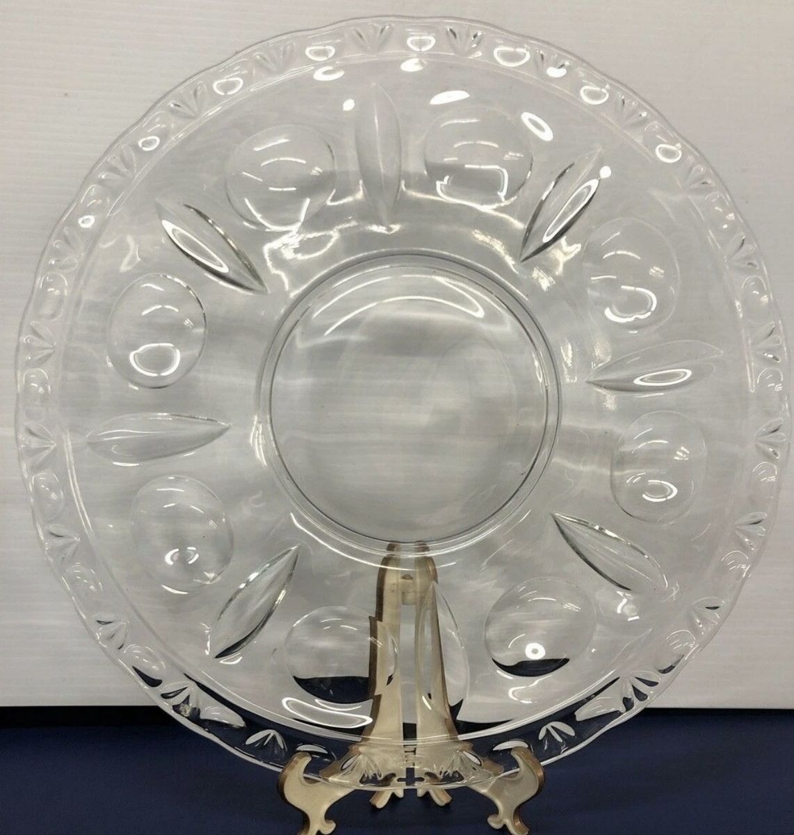 Vintage Colony Classique Pressed Glass 14” Serving Platter Round Torte Plate