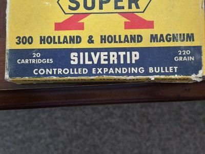 Vintage Western Super-X .300 Holland & Holland Magnum Silvertip 220 Grain Ammo Box Live