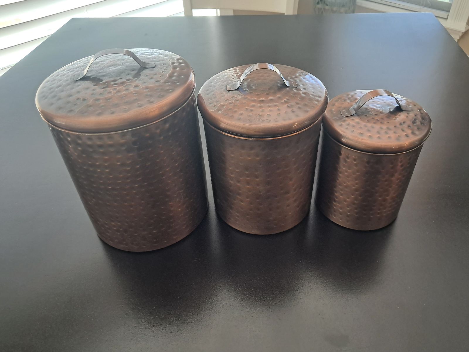 Hammered copper canister set