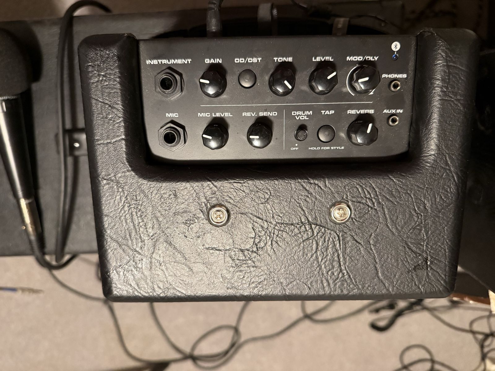 Mighty 8 BT Guitar Amp. Also has vocal input.