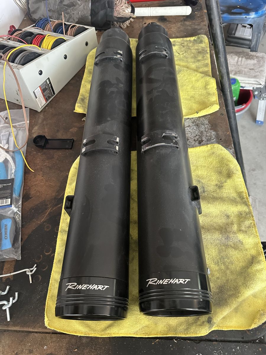 Rinehart Racing Black DBX 4.5” Exhaust Pipes Slip-Ons Mufflers for Indian bagger Motorcycles