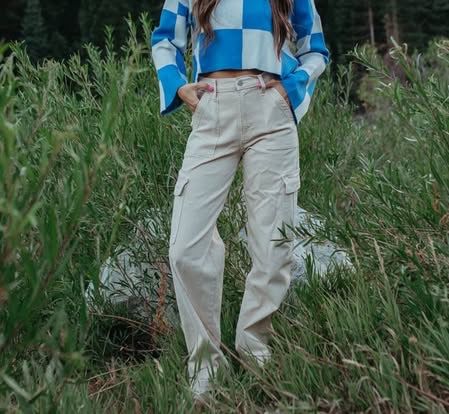 High-Rise Cargo Pants Size 26 Off-White
