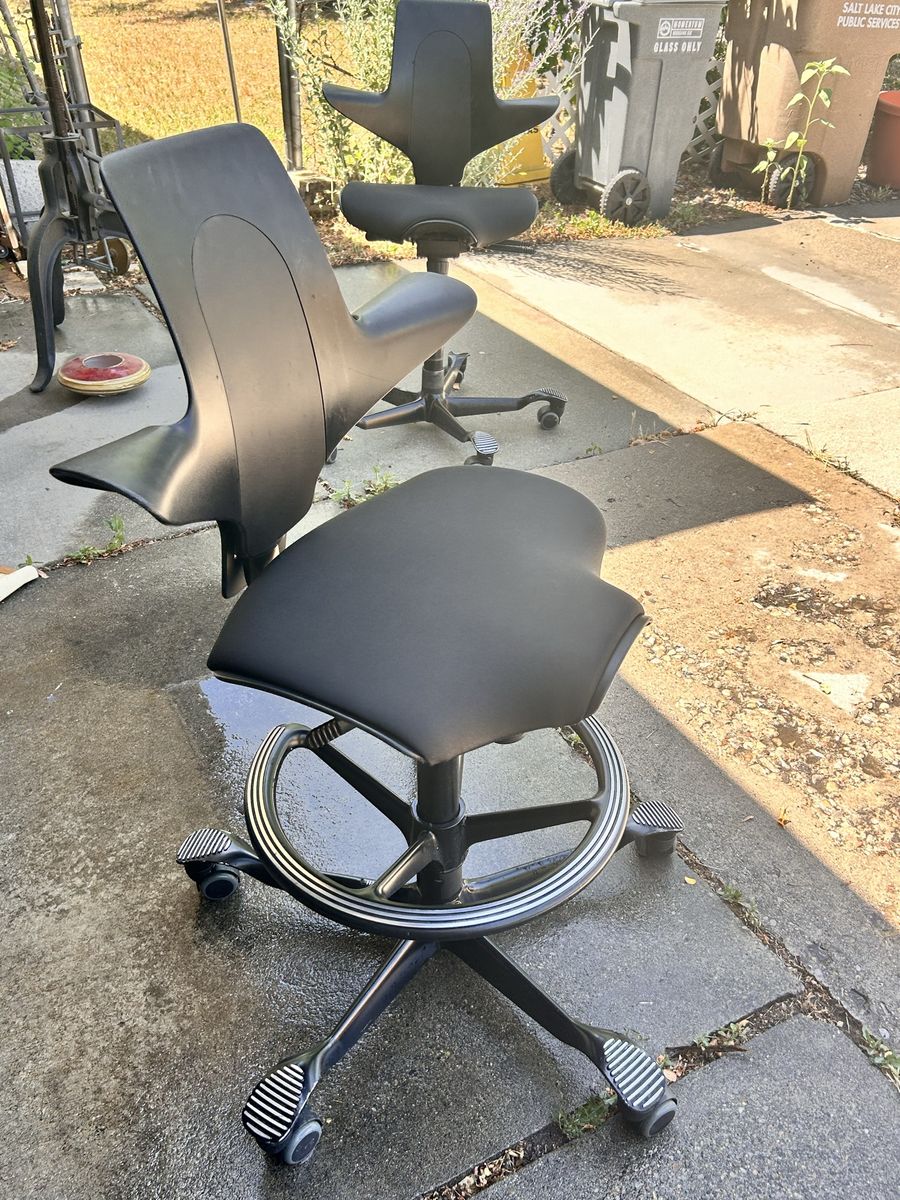 Hag Capisco Norway Ergonomic Office Chair Saddle Adjustable Black w/ swirls