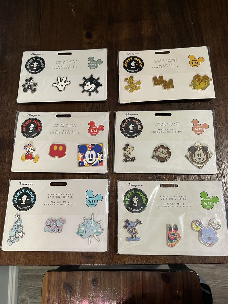 Mickey Mouse Memories Series Limited Release Pin Sets - All 12 With Pin Album