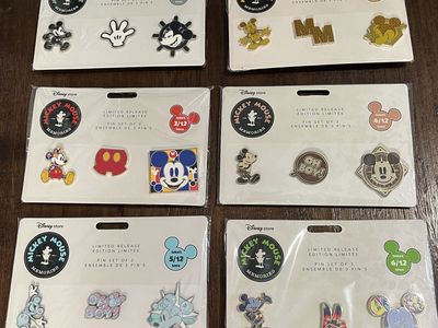 Mickey Mouse Memories Series Limited Release Pin Sets - All 12 With Pin Album