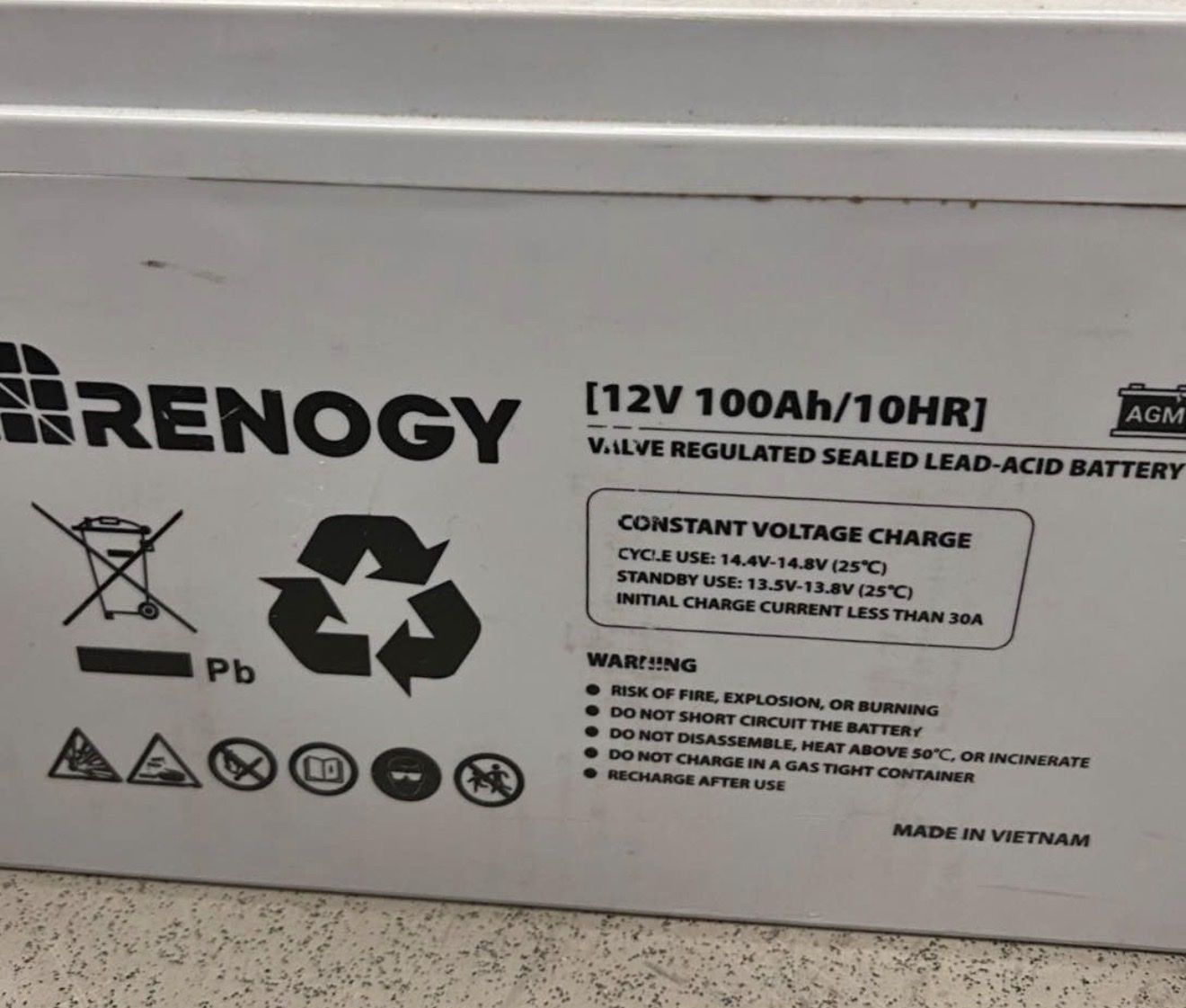Battery Renogy AGM 12V 100AH