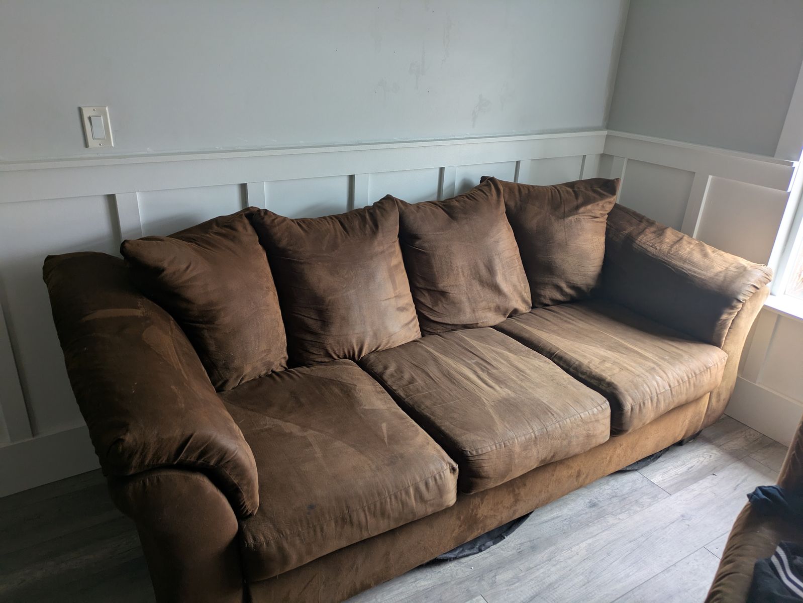 Brown Faux Suede Couch