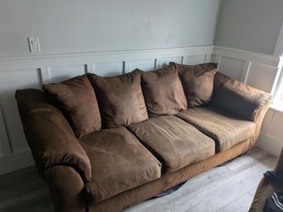 Brown Faux Suede Couch