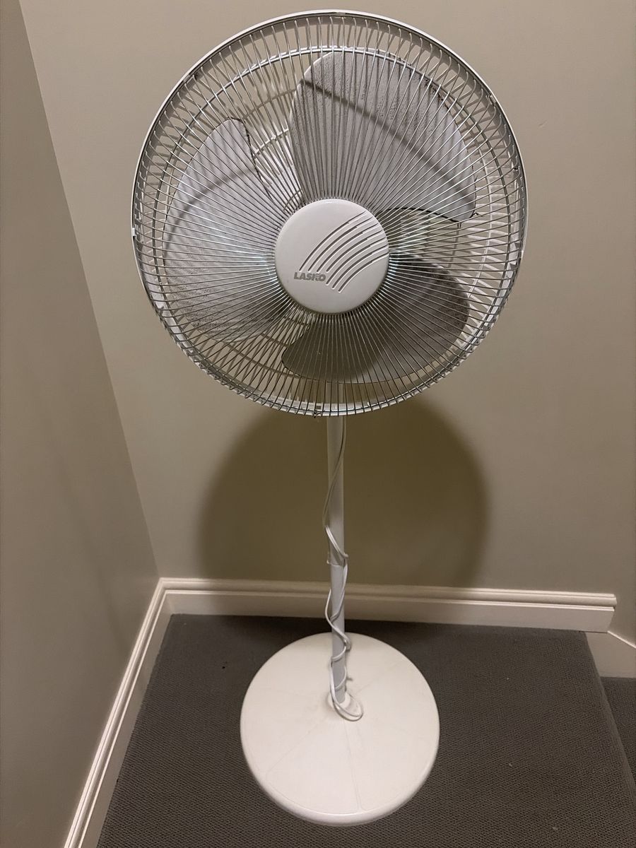 Lasko Pedestal Stand Fan, White, Adjustable Height, 3-Speed Oscillating Cooling Fan