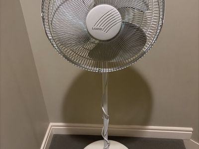 Lasko Pedestal Stand Fan, White, Adjustable Height, 3-Speed Oscillating Cooling Fan