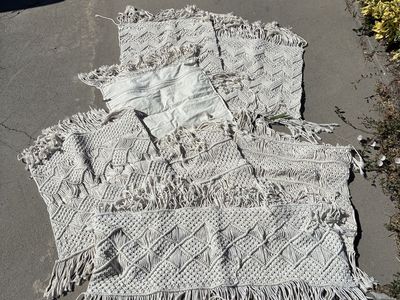 Macrame pillows and wall hangings