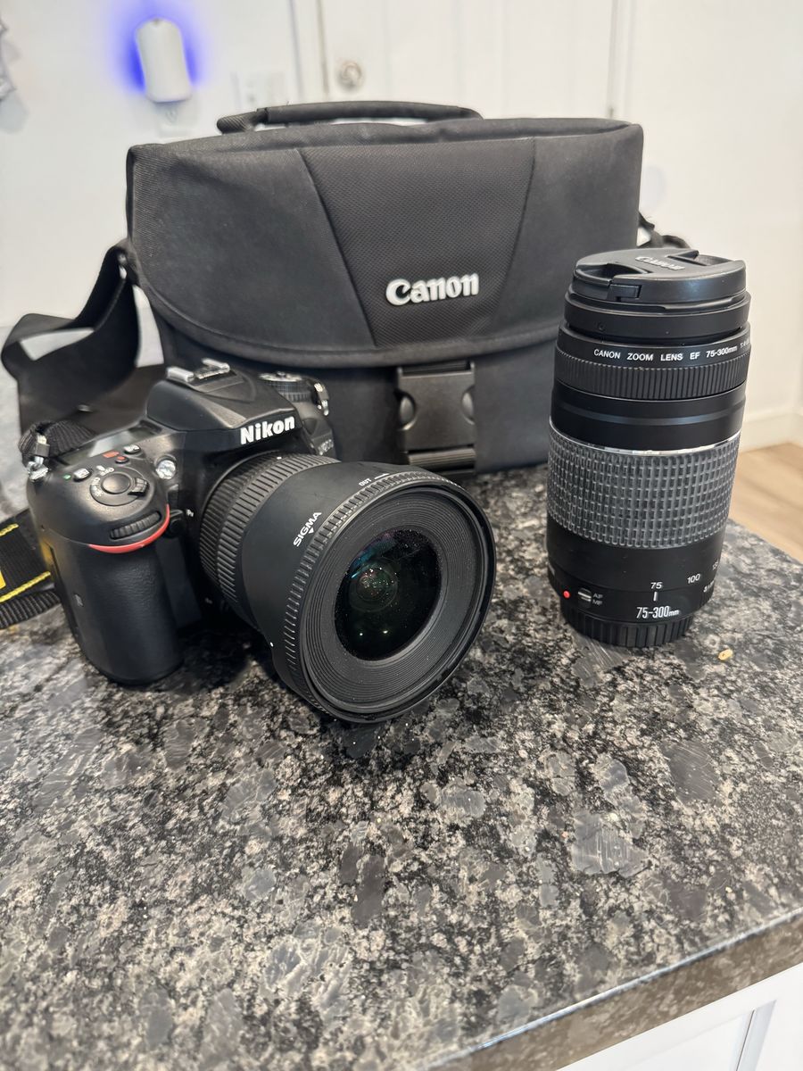 Nikon D7200 DSLR Camera with Sigma Lens, Canon Lens, and Canon Bag