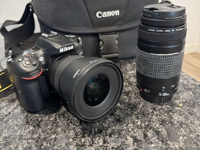 Nikon D7200 DSLR Camera with Sigma Lens, Canon Lens, and Canon Bag