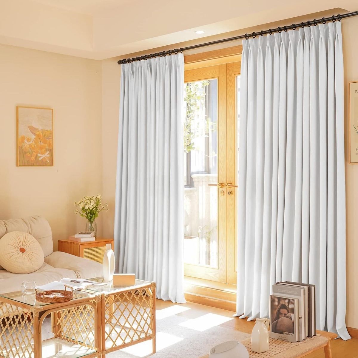 HUTO Pinch Pleat Curtain, White 72x96