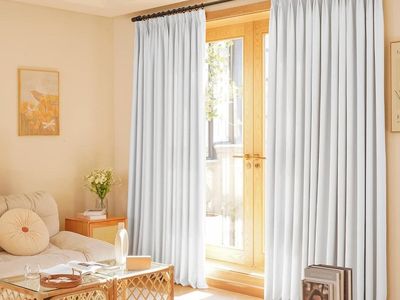 HUTO Pinch Pleat Curtain, White 72x96