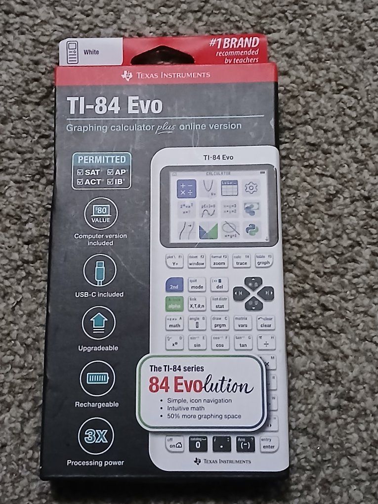 Texas Instruments TI-84 Evo Graphing Calculator - White, Sealed Box