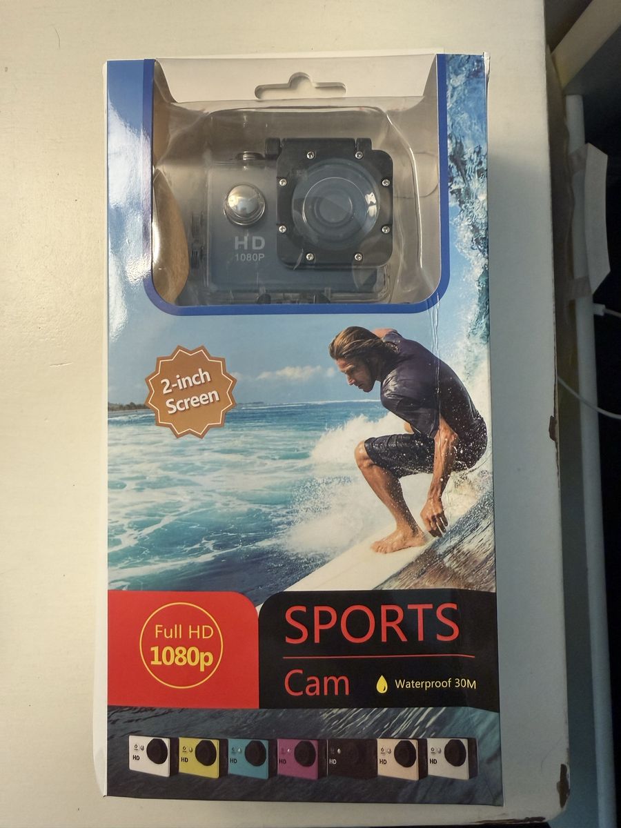 HD 1080p Sports Cam with 2-inch Screen, Waterproof 30M, Wide Angle Lens, 900mAh Battery