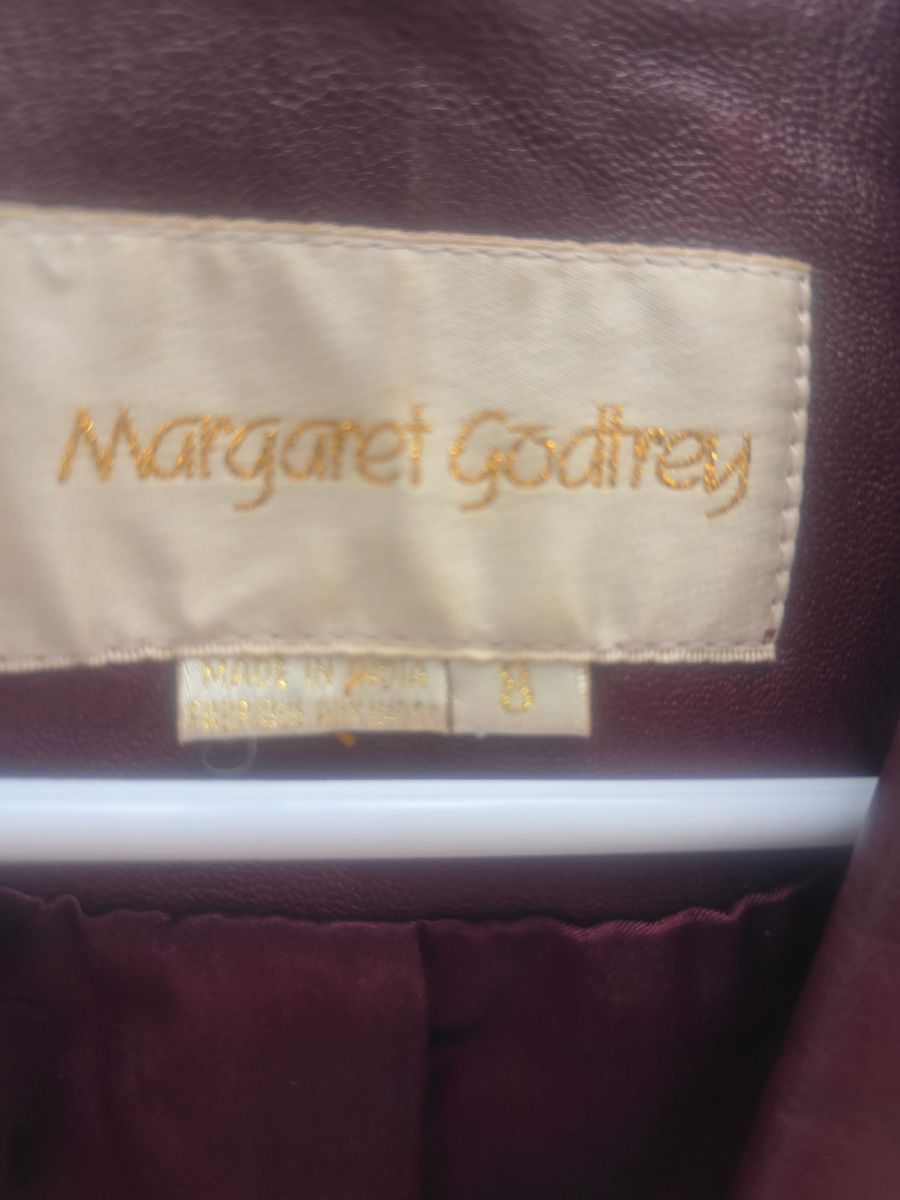 Vintage Margaret Godfrey Burgundy Genuine Leather Blazer Jacket – Size 8