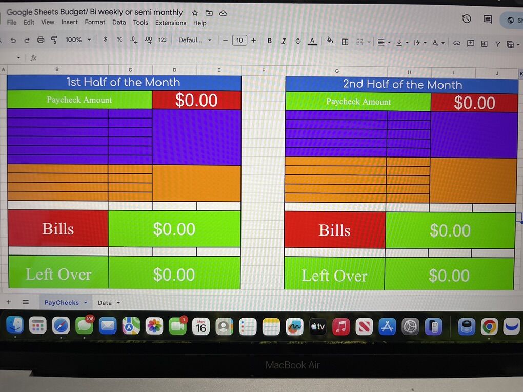 Google Sheet Budget Template
