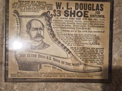 W.L. Douglas $3 Shoe Advertisement - Vintage Framed Print, Historic Footwear Ad