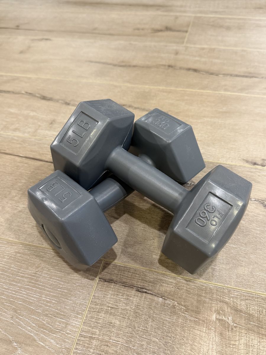 Pair of 5 lb Vinyl Coated Hex Dumbbells