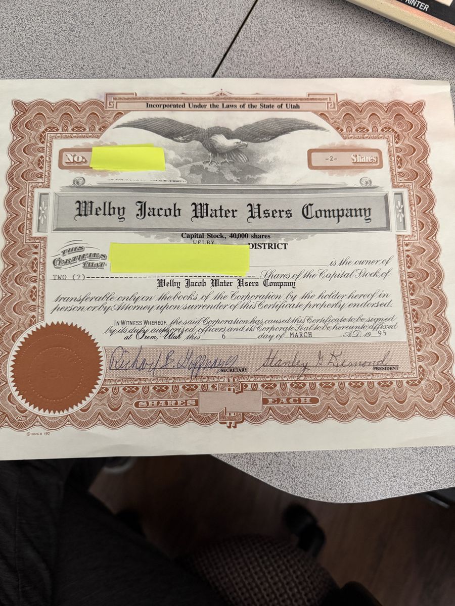 Welby Jacob water shares