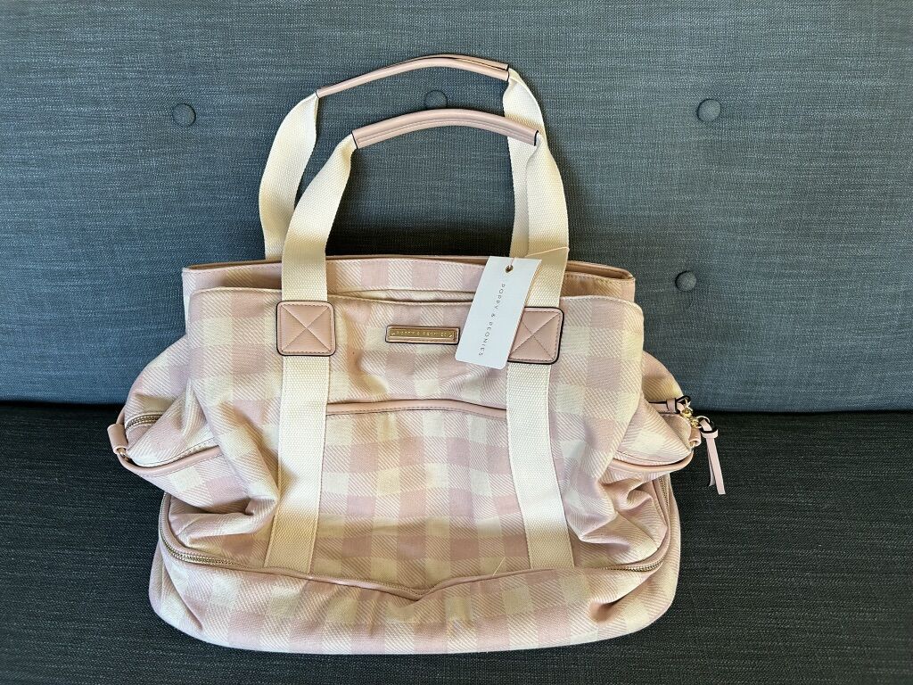 NEW Poppy & Peonies Voyager Bag, Pink Gingham