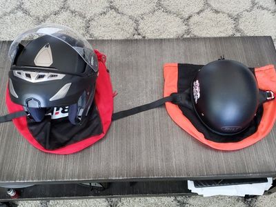 BILT Motorcycle Helmet - Full-Face (or 1/2 as seen in pic) - Size M - Matte Black with Visor - DOT Certified-half. Size L- Matte