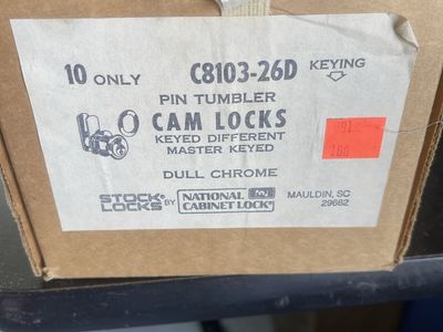 National Cabinet Lock C8103-26D Pin Tumbler Cam Locks - Dull Chrome - 20 Count, Keyed Different