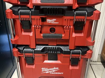 Milwaukee PACKOUT Modular Storage System - 3-Piece Red Tool Boxes with Heavy-Duty Latches