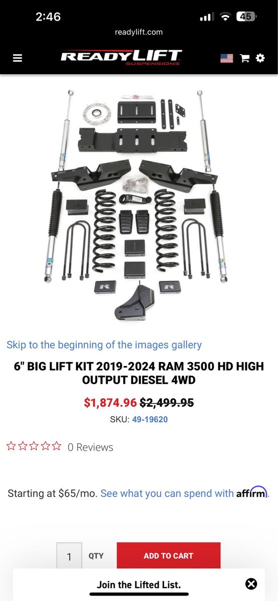 6” big lift kit 2019-2024 Ram 3500 HD high output diesel 4wd