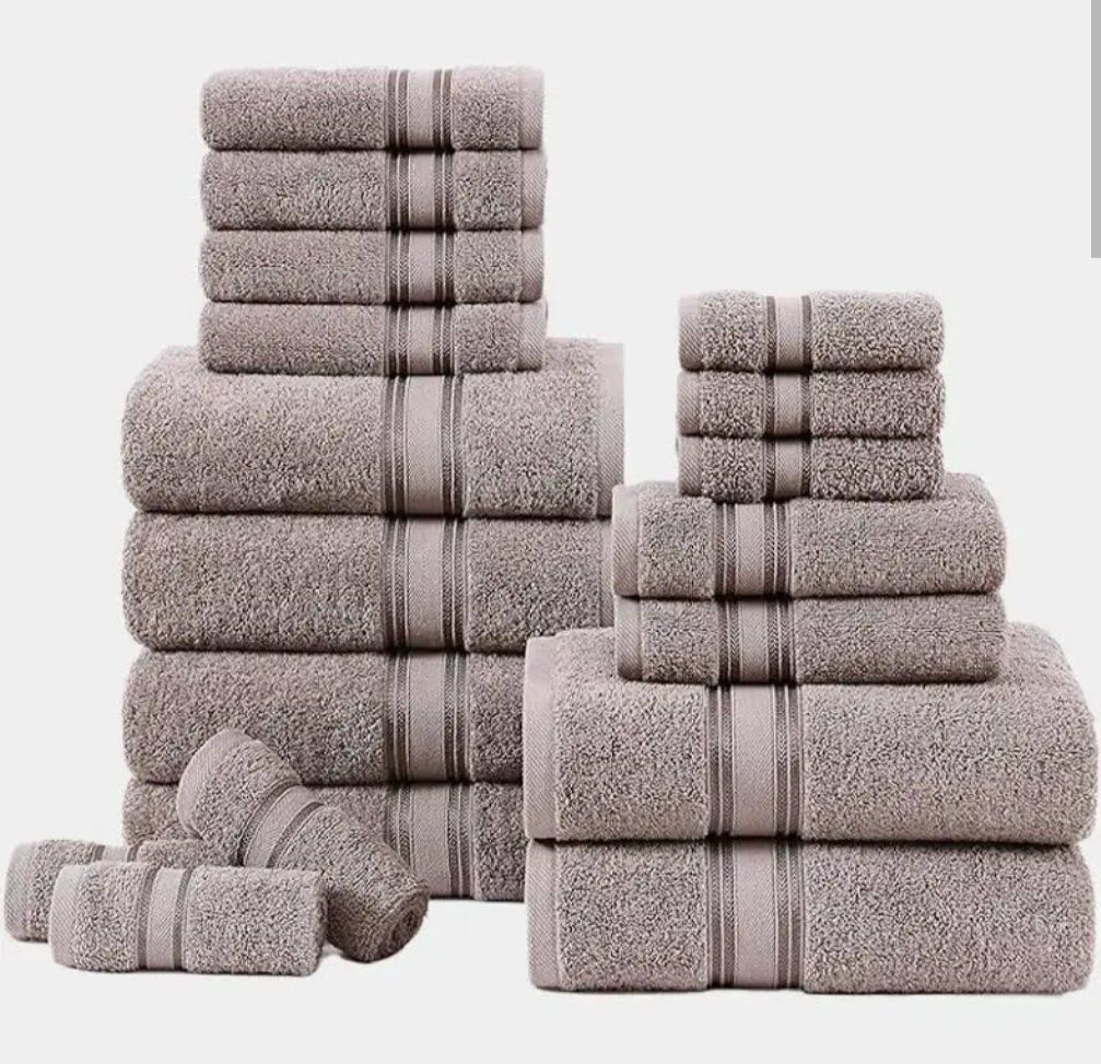 New Lane Linen 100 Percent Cotton 18 Piece Bathroom Towel Set