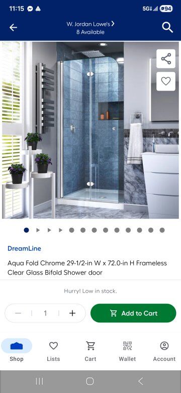 New shower door DreamLine aqua Fold