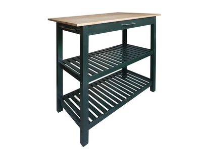 New in Box Kitchen Island with Solid American Hardwood Top, Hunter Green