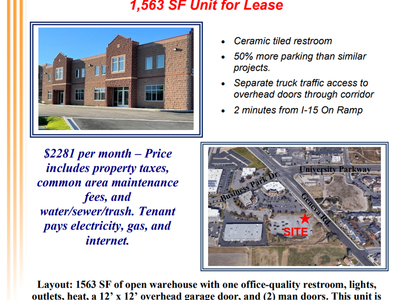 1563 SF of A quality warehouse in Orem