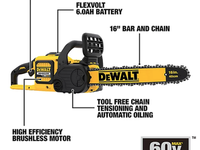 DEWALT FlexVolt 16 in. 60V Max Cordless Chainsaw, Battery and Charger Included - Brand New In Box