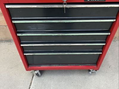 Husky Red Rolling Tool Cabinet & Toolbox with 5 Drawers and 2Keys,Used