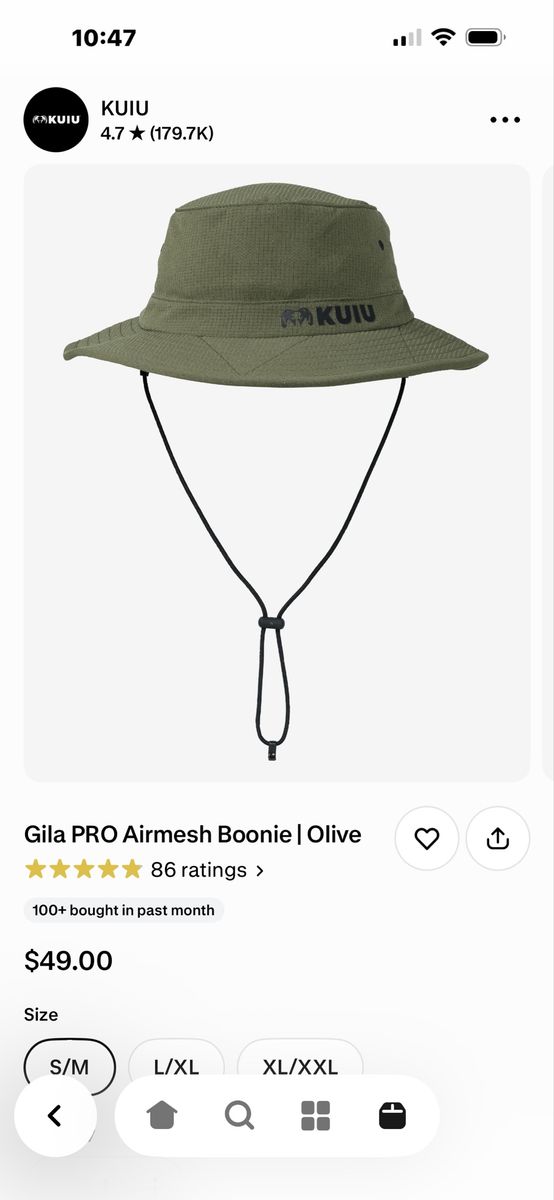 KUIU Gila PRO Airmesh Boonie Hat - Olive, S/M - Lightweight & Breathable Sun Protection