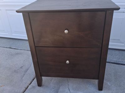 pine wood nightstand/dark capuchinno