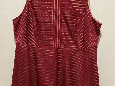 Torrid Red Beige Lined Knit Shadow Striped Top 3X