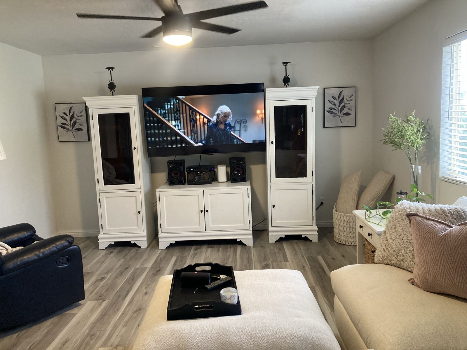 White entertainment center/tv console