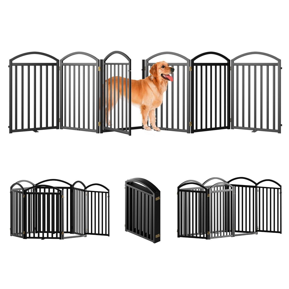 BRAND NEW 6 Panels Full Metal Freestanding Dog Gates with Door, 144"Extra Wide 32"Tall Free Standin