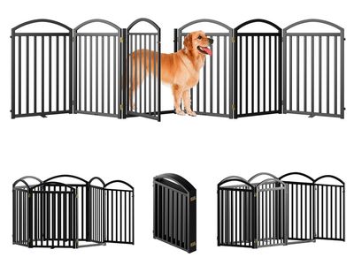 BRAND NEW 6 Panels Full Metal Freestanding Dog Gates with Door, 144"Extra Wide 32"Tall Free Standin