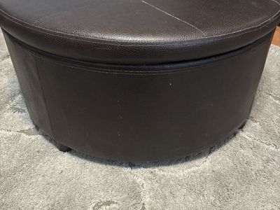 Brown Faux Leather Storage Ottoman