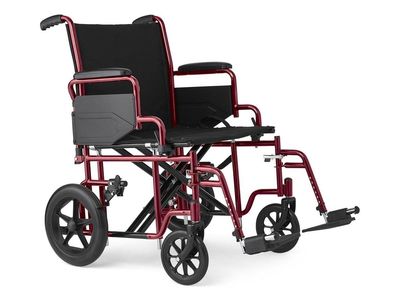 Medline Bariatric Transport Chair, Red,, NEW missing leg rests
