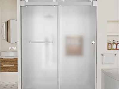 Frameless Frosted Shower Door, 56-60 W x 78 H Double Sliding