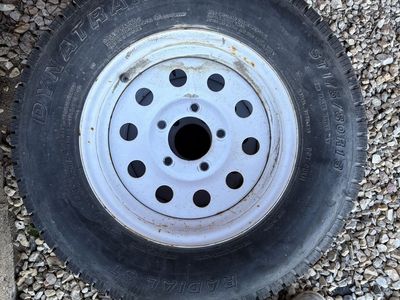 DYNATRAIL ST175/80R13 Radial Trailer Tire on White 5-Lug Wheel - Used 2