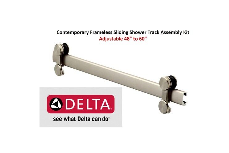 Delta 48"  60" Adjustable Frameless Sliding Shower Door Track Kit Brushed Nickel or Chrome