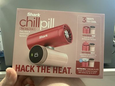 Unopened- Shark ChillPill 3-in-1 Portable Fan, Mist & InstaChill Cooling Plate System - Red
