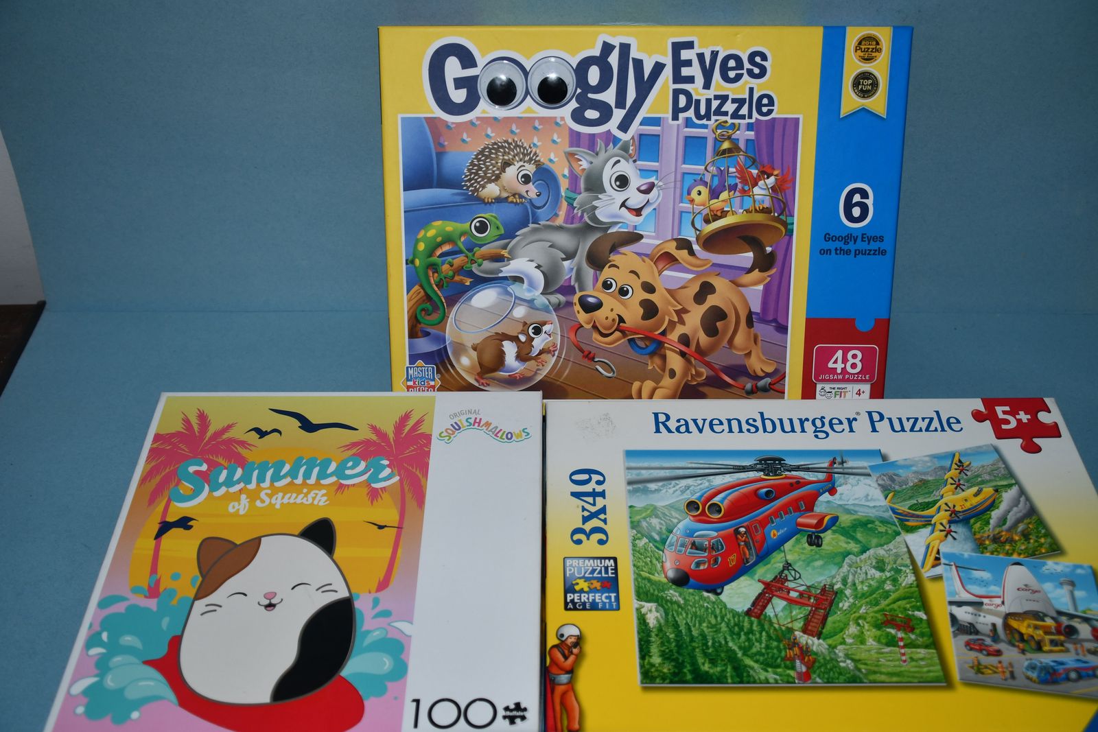 3 CHILDREN'S PUZZLES ~ GOOGLY EYE PETS, RAVENSBERGER AIRPLANES & SUMMER CAT ~ COMPLETE ~ $5 FOR ALL